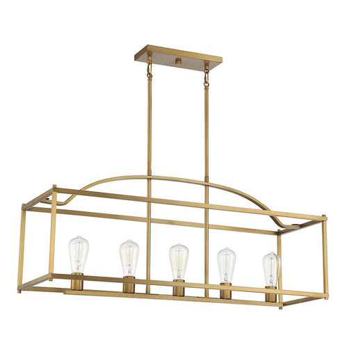 Savoy House Palladian 5-Light Linear Chandelier, Warm Brass
