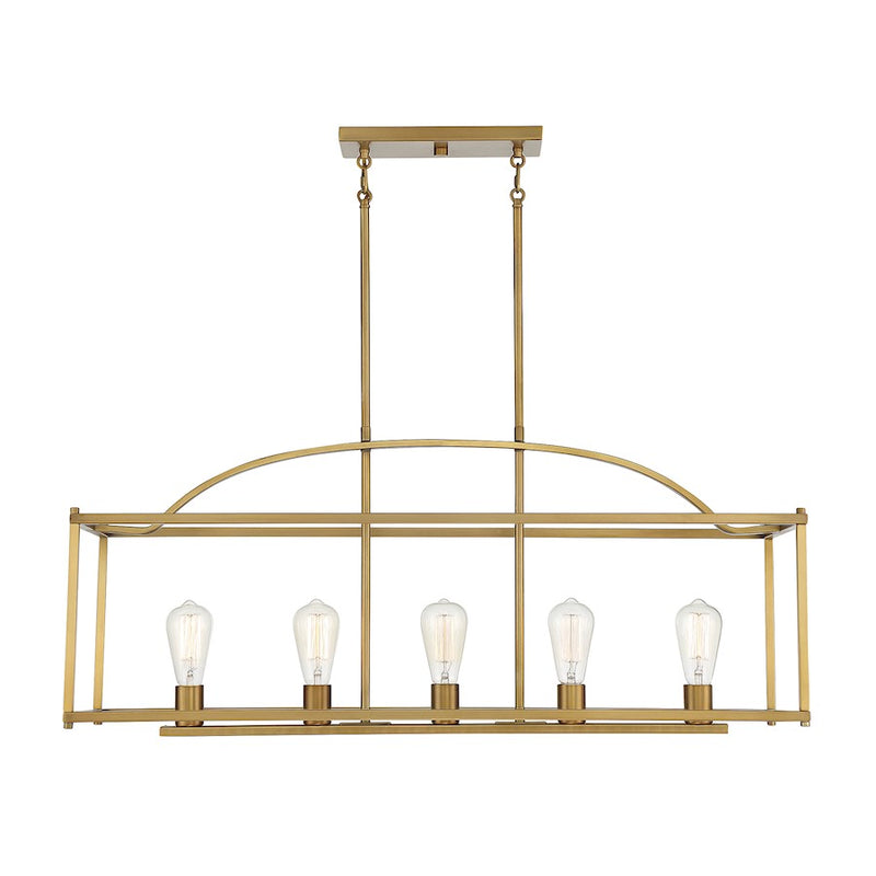 Savoy House Palladian 5-Light Linear Chandelier, Warm Brass
