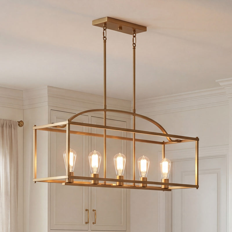 Savoy House Palladian 5-Light Linear Chandelier, Warm Brass