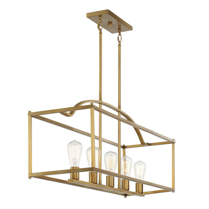 Savoy House Palladian 5-Light Linear Chandelier, Warm Brass