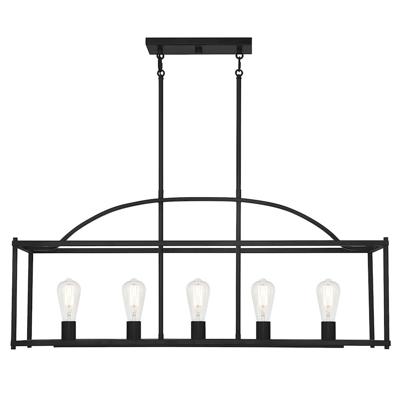 Savoy House Palladian 5-Light Linear Chandelier, Matte Black