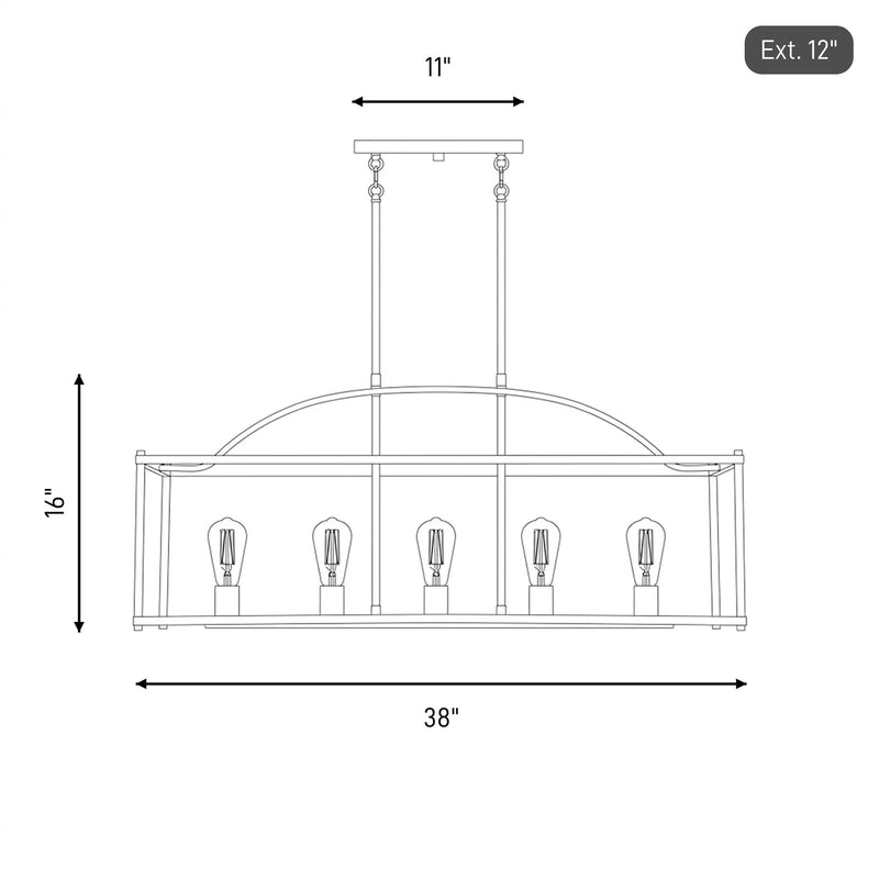 Savoy House Palladian 5-Light Linear Chandelier, Matte Black