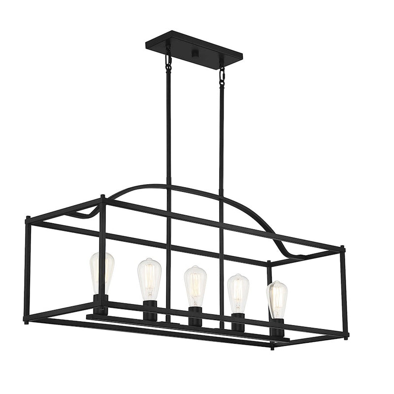 Savoy House Palladian 5-Light Linear Chandelier, Matte Black