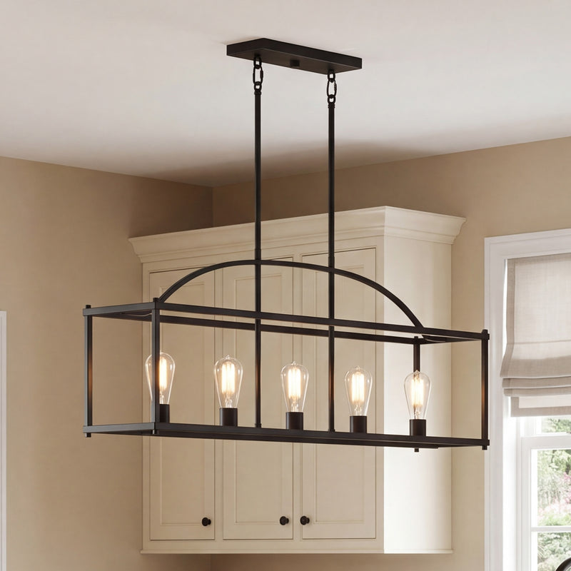 Savoy House Palladian 5-Light Linear Chandelier, Matte Black