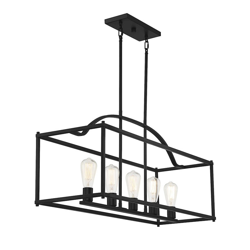 Savoy House Palladian 5-Light Linear Chandelier, Matte Black