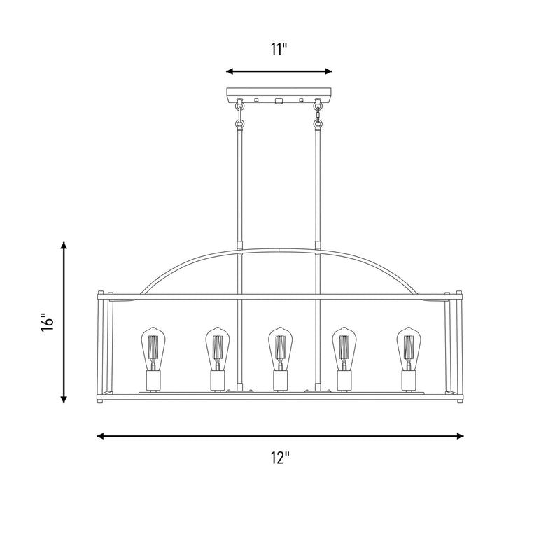 Savoy House Palladian 5-Light Linear Chandelier, Satin Nickel