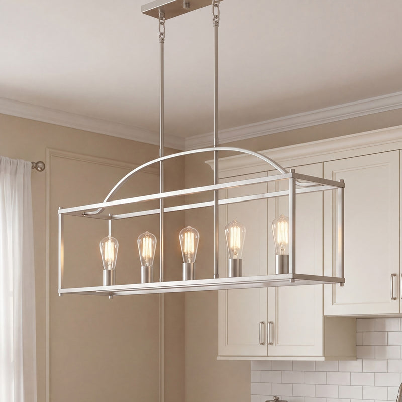 Savoy House Palladian 5-Light Linear Chandelier, Satin Nickel
