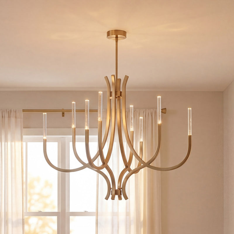 Savoy House Bradford 8Lt Chandelier, Brass/Clear, Noble Brass