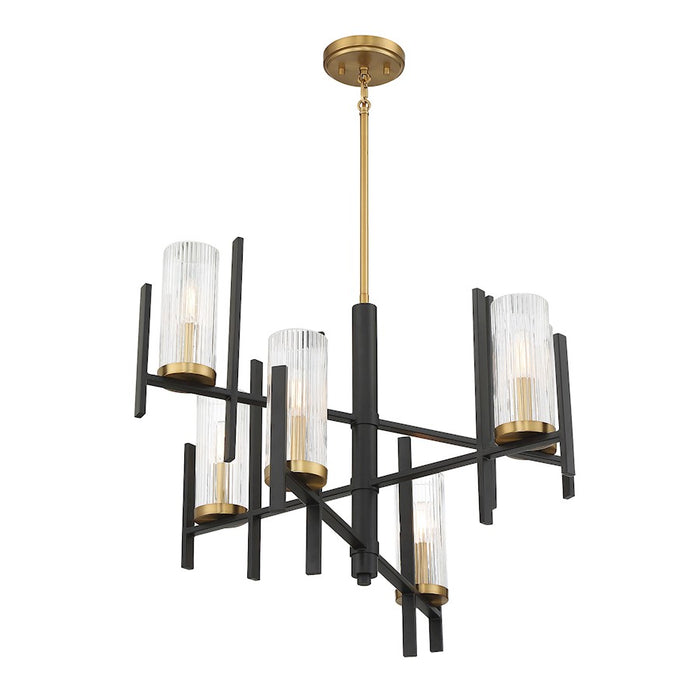 Savoy House Midland 6Lt Chandelier, Black/Brass