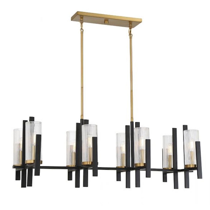 Savoy House Midland 8Lt Linear Chandelier, Black/Brass - 1-1907-8-143