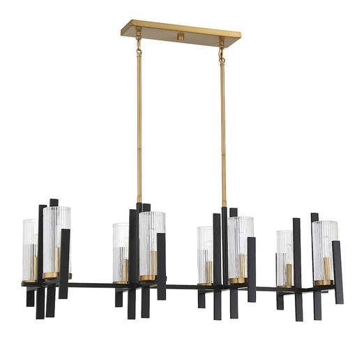 Savoy House Midland 8Lt Linear Chandelier, Black/Brass