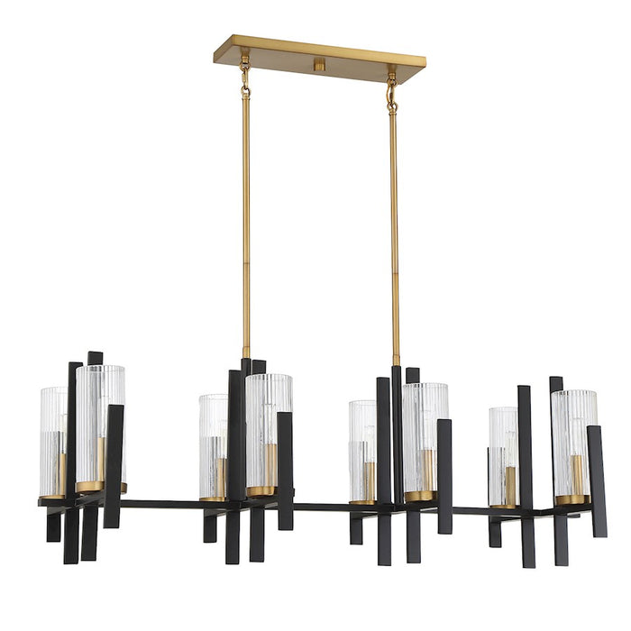 Savoy House Midland 8Lt Linear Chandelier, Black/Brass