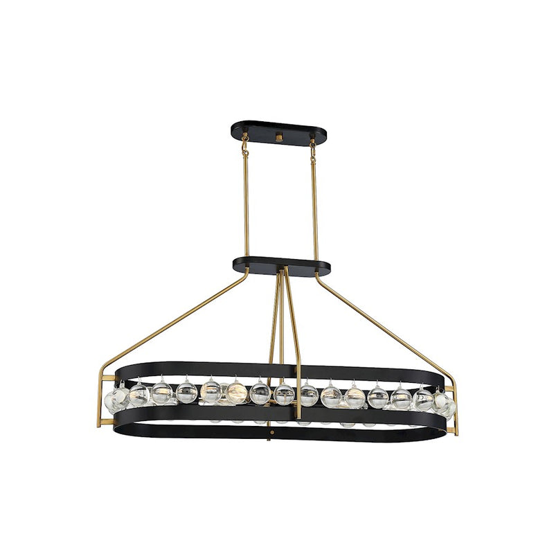Savoy House Edina 6 Light Chandelier, Black/Warm Brass