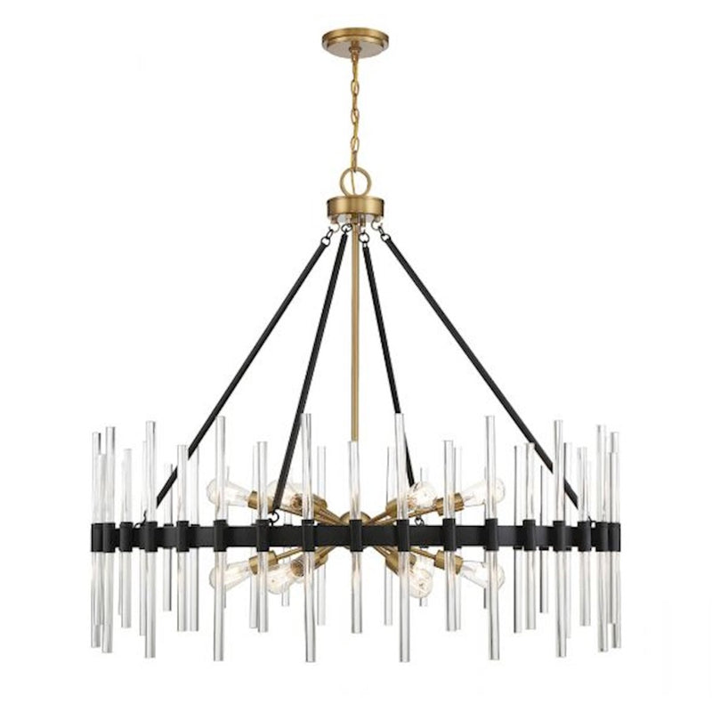 Savoy House Santiago 12 Light Chandelier, Black/Brass