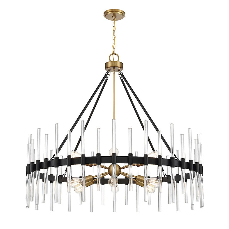 Savoy House Santiago 12 Light Chandelier, Black/Brass