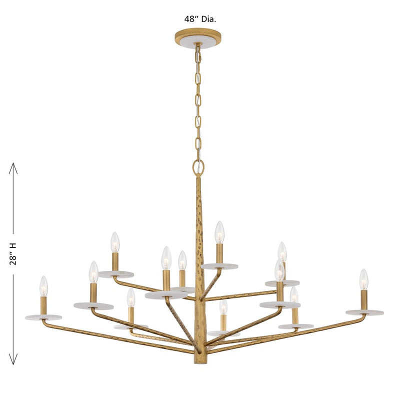 Savoy House Judi 12 Lt Chandelier, Distressed Gold