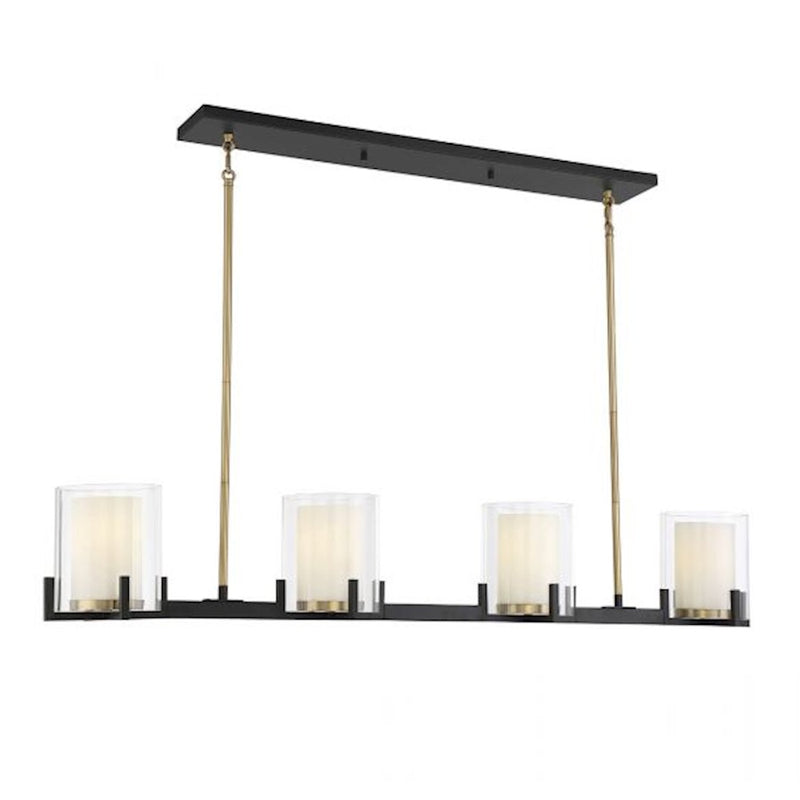 Savoy House Eaton 4Lt Linear Chandelier, Black/Brass
