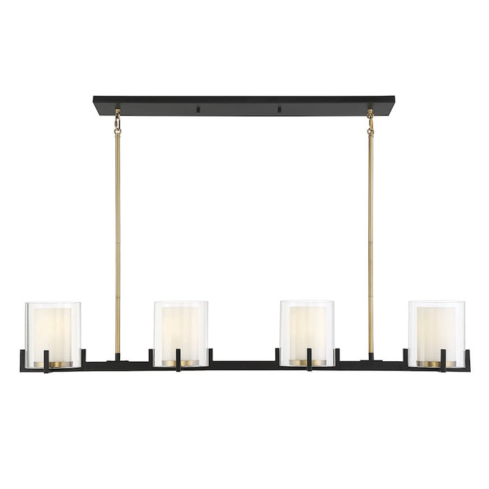 Savoy House Eaton 4Lt Linear Chandelier, Black/Brass