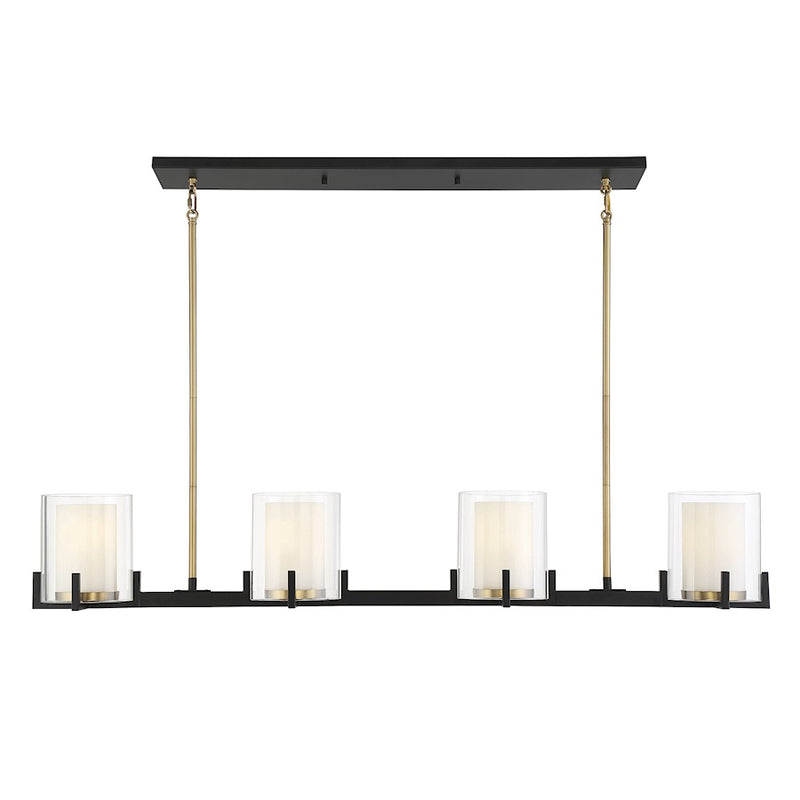 Savoy House Eaton 4Lt Linear Chandelier, Black/Brass