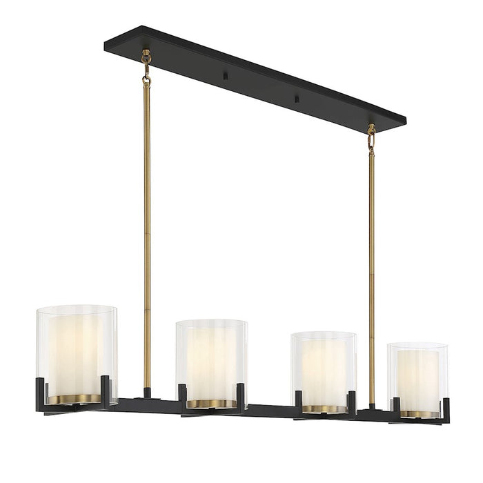 Savoy House Eaton 4Lt Linear Chandelier, Black/Brass