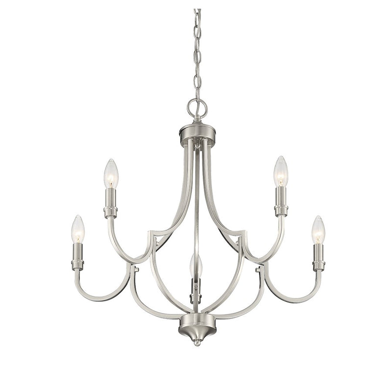 Savoy House Auburn 5-Light Chandelier, Satin Nickel