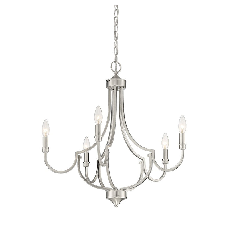 Savoy House Auburn 5-Light Chandelier, Satin Nickel
