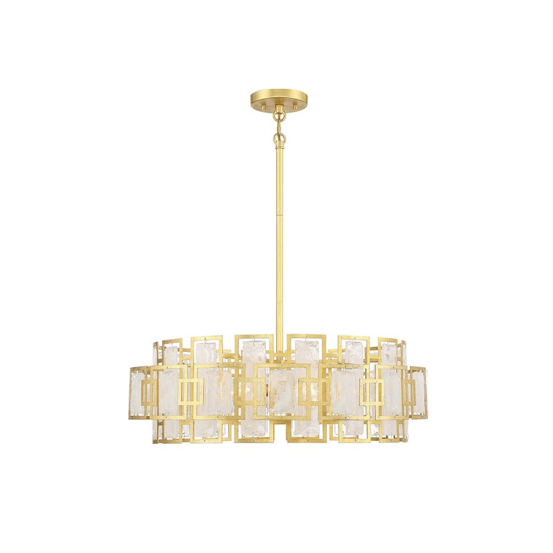 Savoy House Portia 5 Light Chandelier, True Gold/Strie Piastra