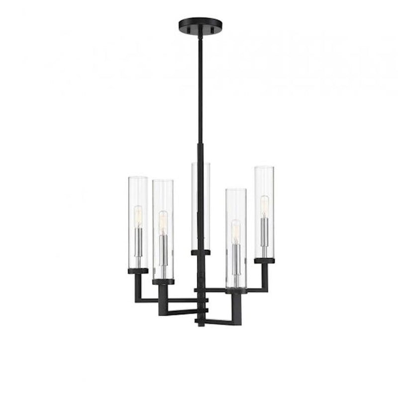 Savoy House Folsom 5Lt Adjustable Chandelier, Black/ Chrome