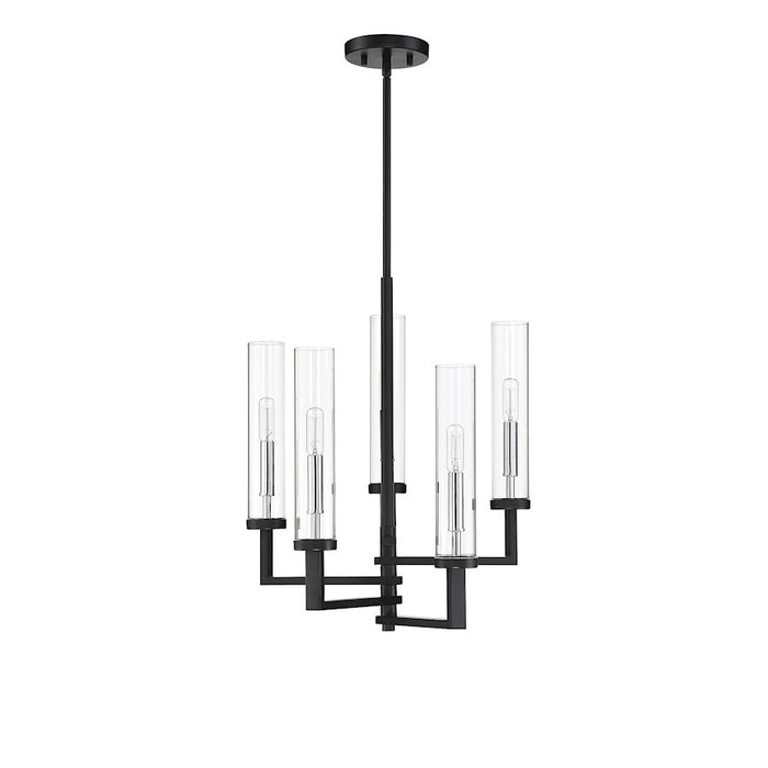 Savoy House Folsom 5Lt Adjustable Chandelier, Black/ Chrome