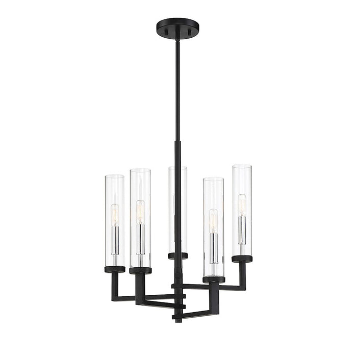 Savoy House Folsom 5Lt Adjustable Chandelier, Black/ Chrome