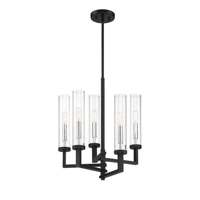 Savoy House Folsom 5Lt Adjustable Chandelier, Black/ Chrome