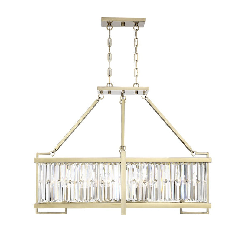 Savoy House Cologne 8 Light Linear Chandelier, Noble Brass