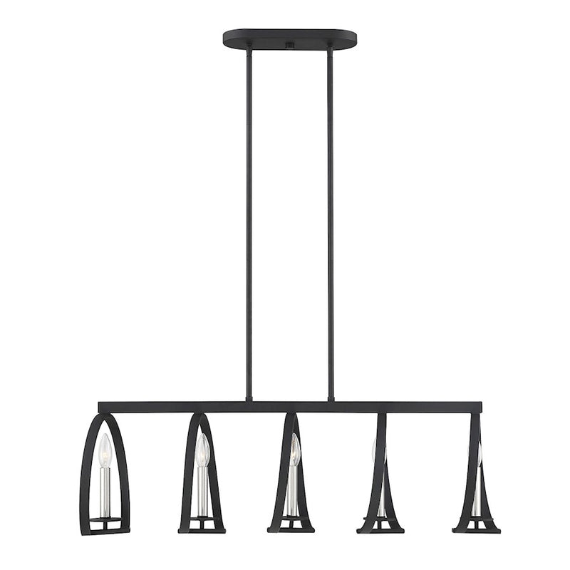 Savoy House Monteray 5 Light Chandelier, Black with Satin Nickel