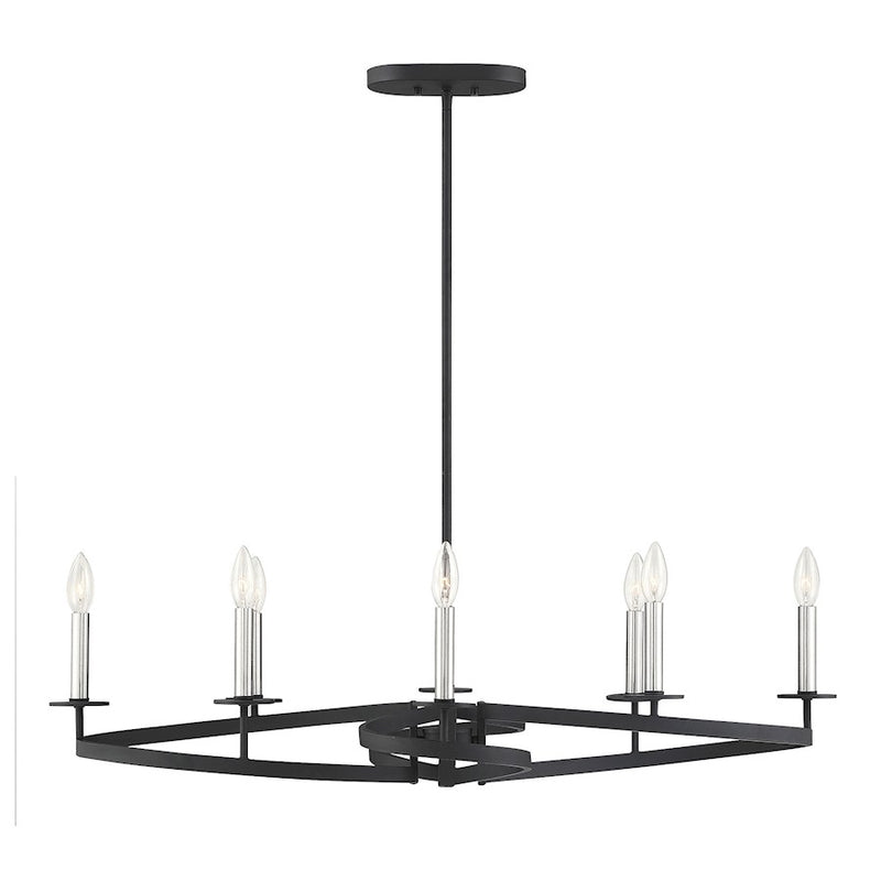 Savoy House Monteray Chandelier, Black with Satin Nickel