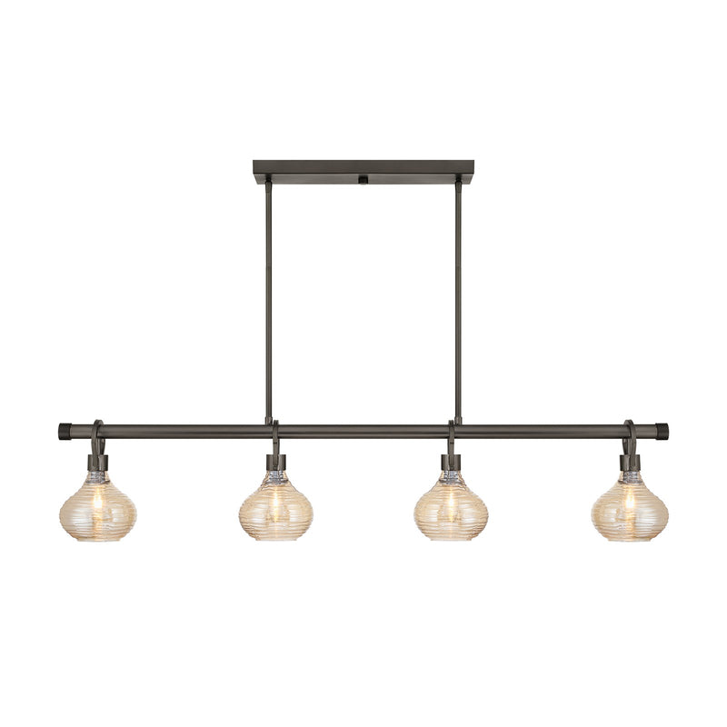Savoy House Sheriden 48in 4-Light Chandelier | Artisanal Modern Mediterranean Bronze Metal and Bronze Rippled Glass | Kitchen Island & | Model 1-2274-4-15