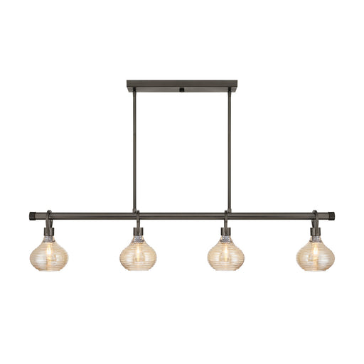 Savoy House Sheriden 48in 4-Light Chandelier | Artisanal Modern Mediterranean Bronze Metal and Bronze Rippled Glass | Kitchen Island & | Model 1-2274-4-15