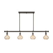 Savoy House Sheriden 48in 4-Light Chandelier | Artisanal Modern Mediterranean Bronze Metal and Bronze Rippled Glass | Kitchen Island & | Model 1-2274-4-15