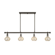 Savoy House Sheriden 48in 4-Light Chandelier | Artisanal Modern Mediterranean Bronze Metal and Bronze Rippled Glass | Kitchen Island & | Model 1-2274-4-15