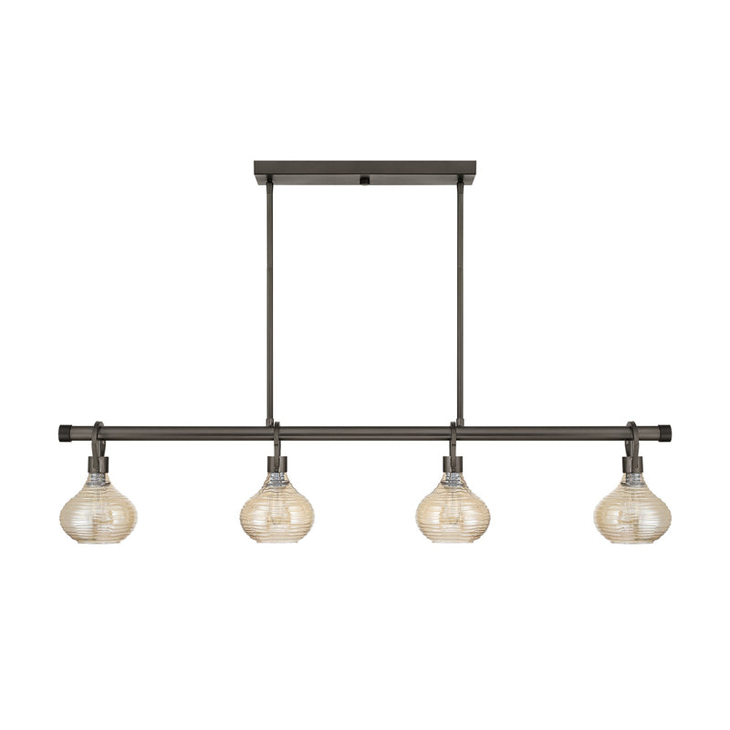 Savoy House Sheriden 48in 4-Light Chandelier | Artisanal Modern Mediterranean Bronze Metal and Bronze Rippled Glass | Kitchen Island & | Model 1-2274-4-15