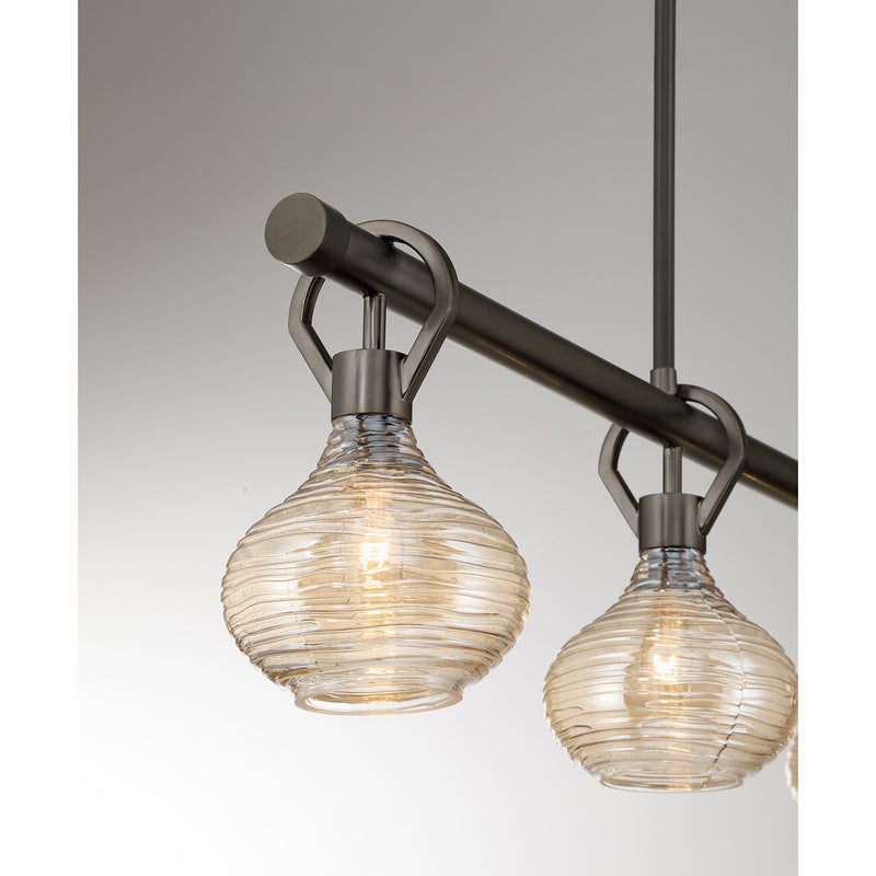Savoy House Sheriden 48in 4-Light Chandelier | Artisanal Modern Mediterranean Bronze Metal and Bronze Rippled Glass | Kitchen Island & | Model 1-2274-4-15