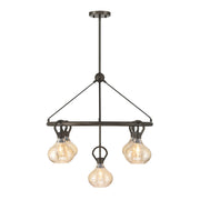 Savoy House Sheriden 30in 5-Light Chandelier | Artisanal Modern Mediterranean Bronze Metal and Bronze Rippled Glass | Dining Room & | Model 1-2276-5-15