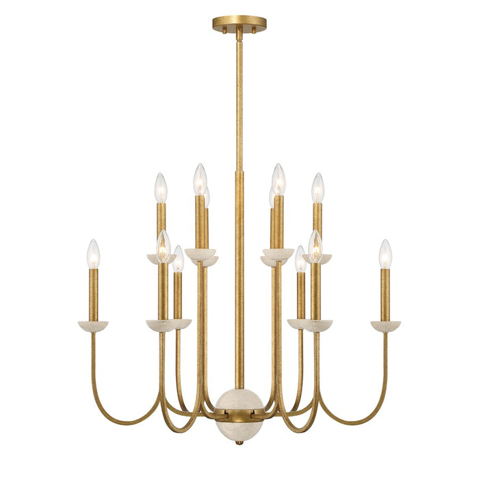 Savoy House Oakhurst 12-Light Chandelier, Antique Gold