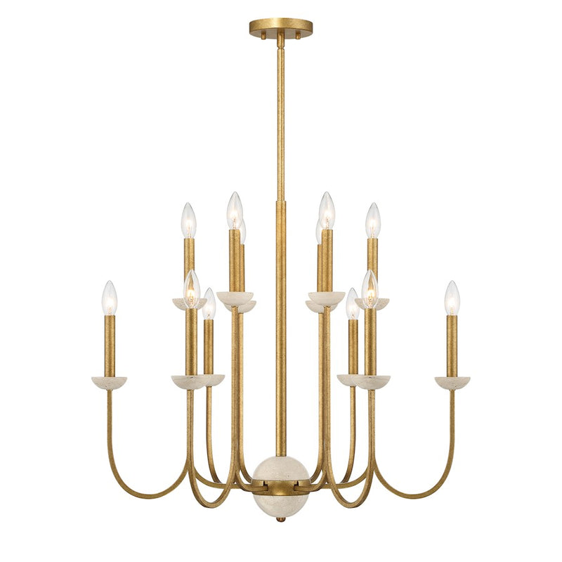 Savoy House Oakhurst 12-Light Chandelier, Antique Gold