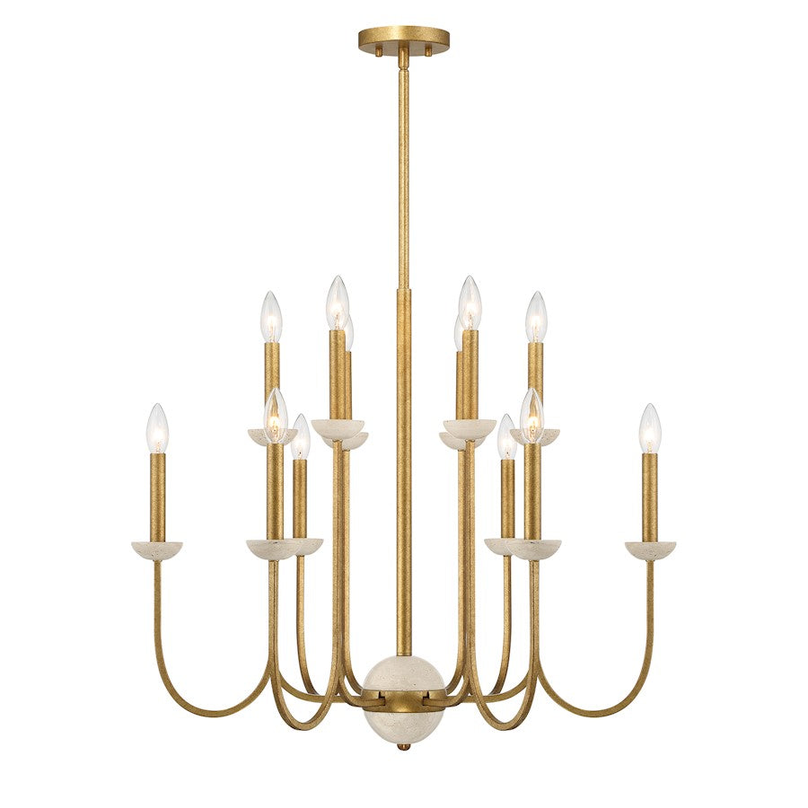 Savoy House Oakhurst 12-Light Chandelier, Antique Gold