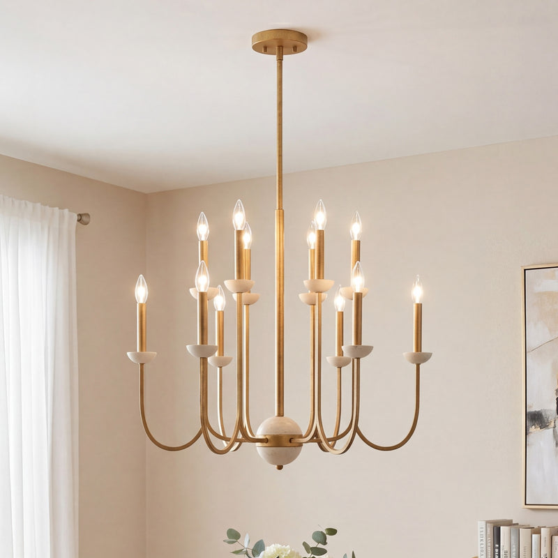 Savoy House Oakhurst 12-Light Chandelier, Antique Gold