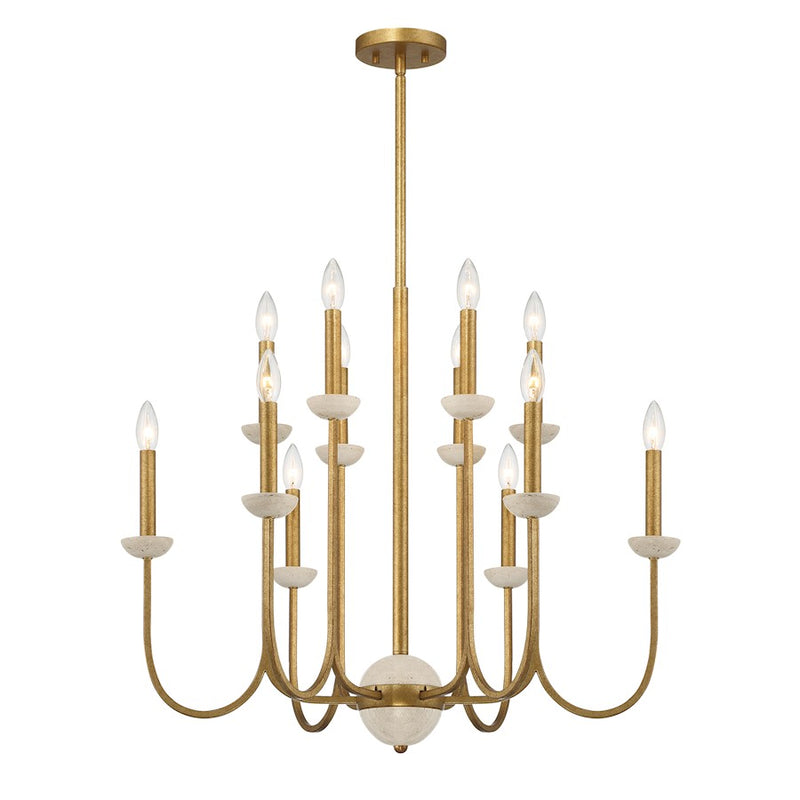Savoy House Oakhurst 12-Light Chandelier, Antique Gold