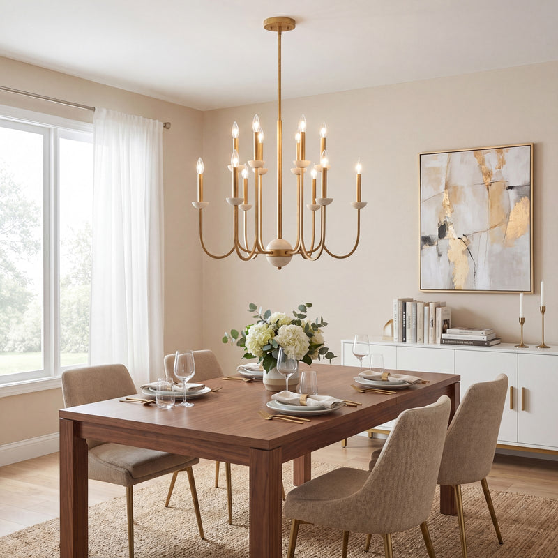 Savoy House Oakhurst 12-Light Chandelier, Antique Gold