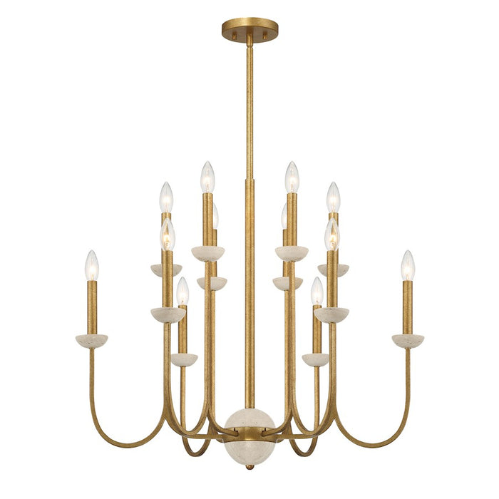 Savoy House Oakhurst 12-Light Chandelier, Antique Gold