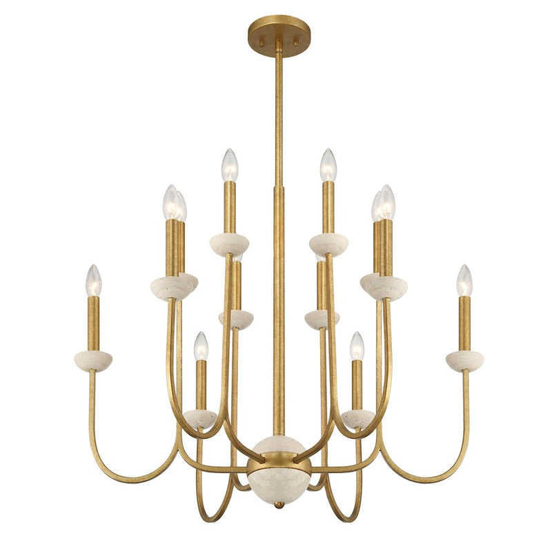 Savoy House Oakhurst 12-Light Chandelier, Antique Gold