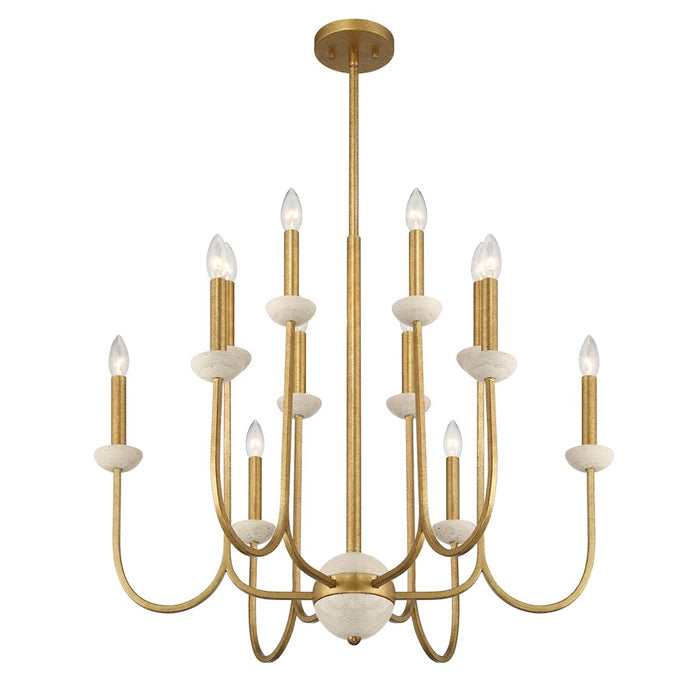 Savoy House Oakhurst 12-Light Chandelier, Antique Gold